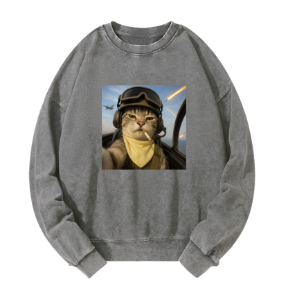 Wacky Cat Washed Sweatshirt