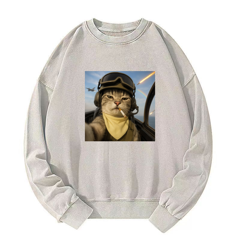 Wacky Cat Washed Sweatshirt