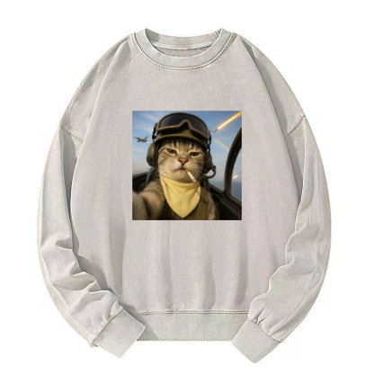 Wacky Cat Washed Sweatshirt