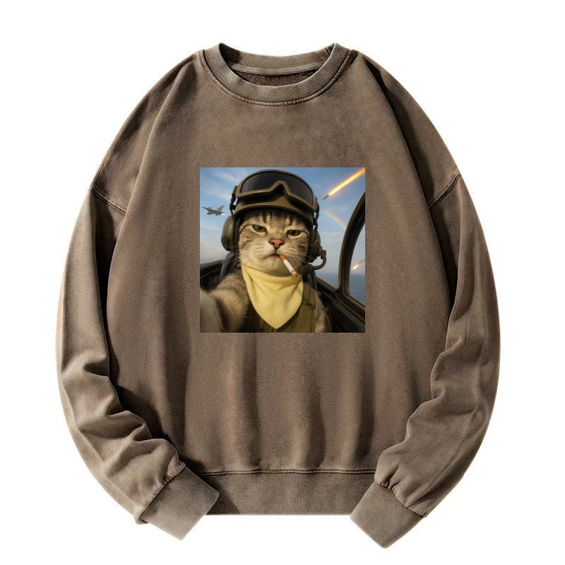 Wacky Cat Washed Sweatshirt