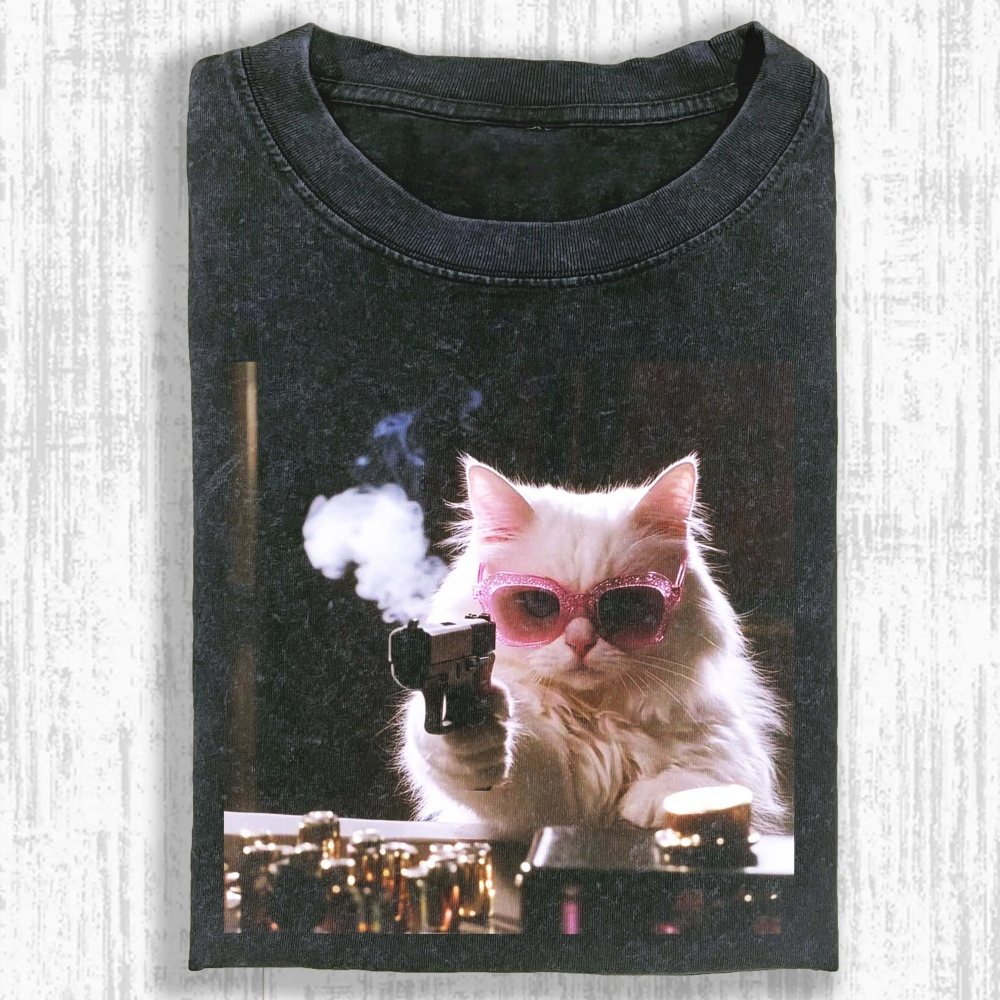 Wacky Cat Washed T-shirt