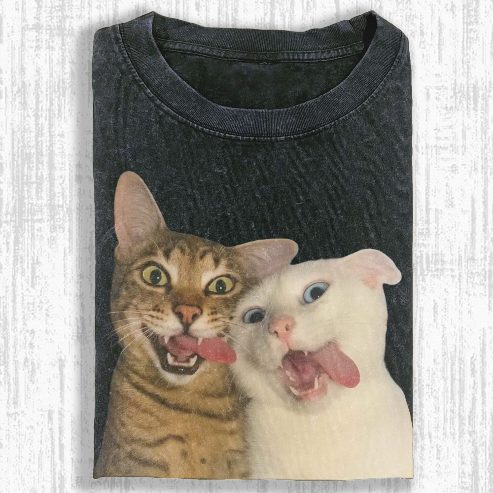 Wacky Cats Washed T-shirt