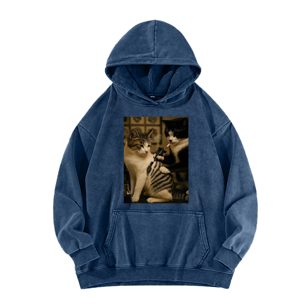 Wacky cats  Washed Hoodie