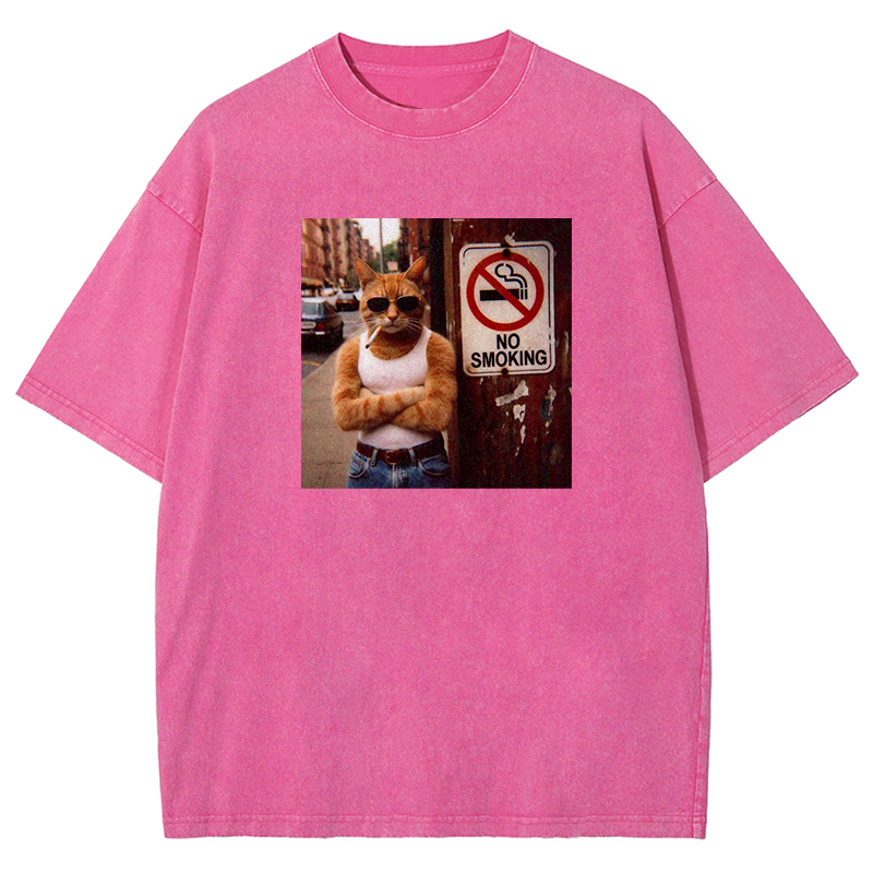 Cool Cat No Smoking Washed T-shirt