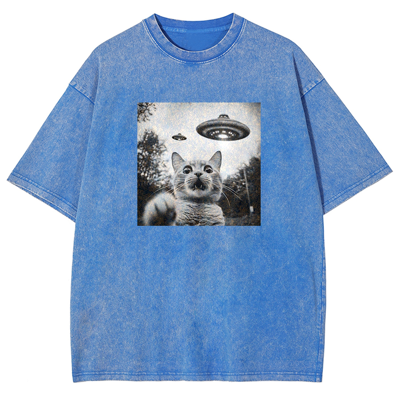 Alien Encounter Cat Washed T-shirt