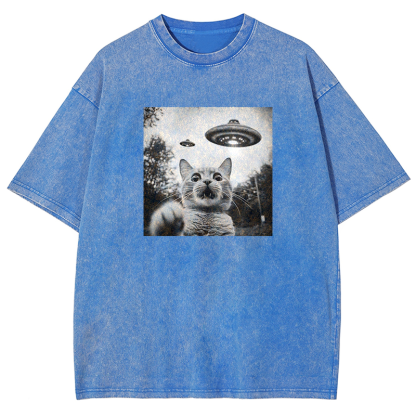 Alien Encounter Cat Washed T-shirt