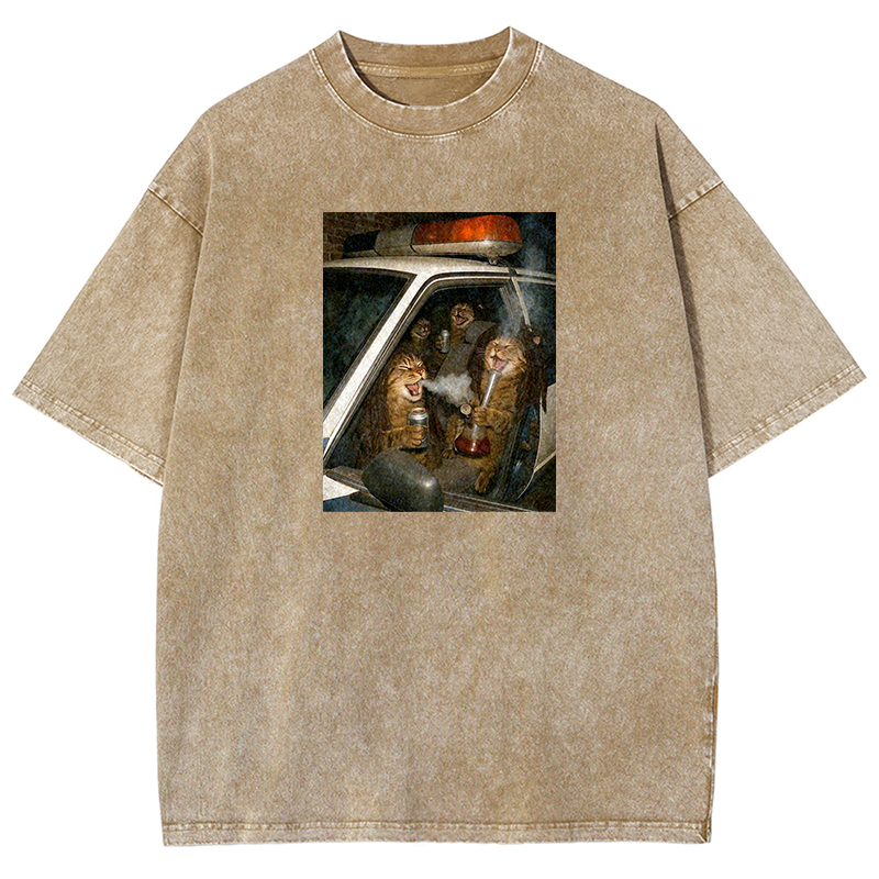 Party Patrol Cats Washed T-shirt