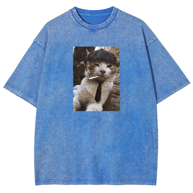 Smoking Gentleman Washed T-shirt