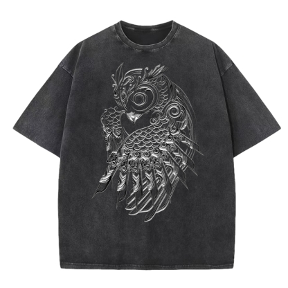 'Silver Owl design' Art Washed T-shirt
