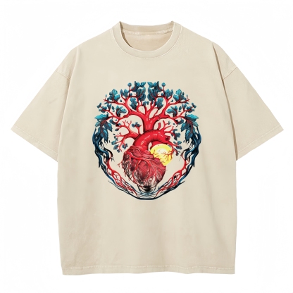Heart And Erth Halftone Designs  Washed T-shirt