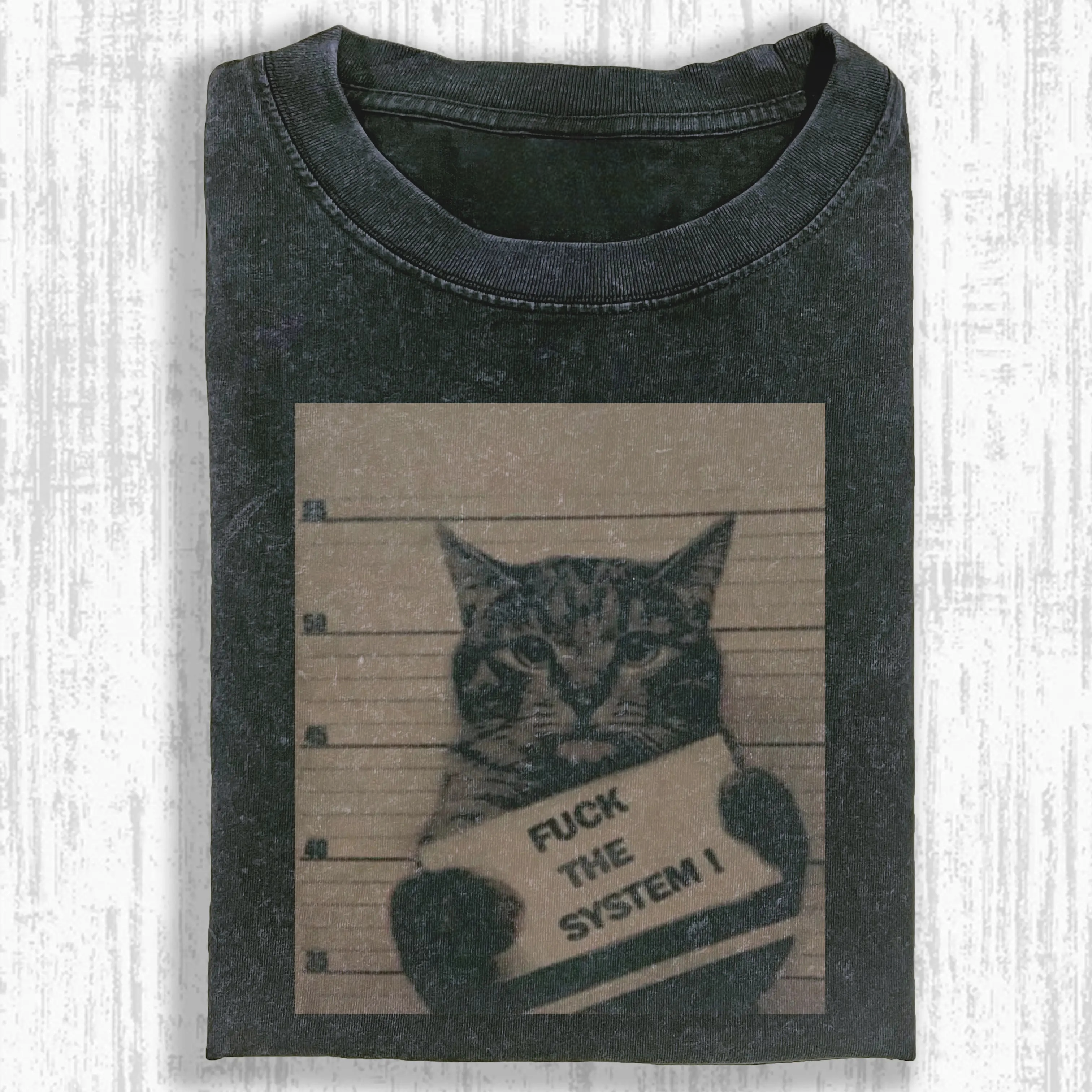 WACKY CAT Washed T-shirt