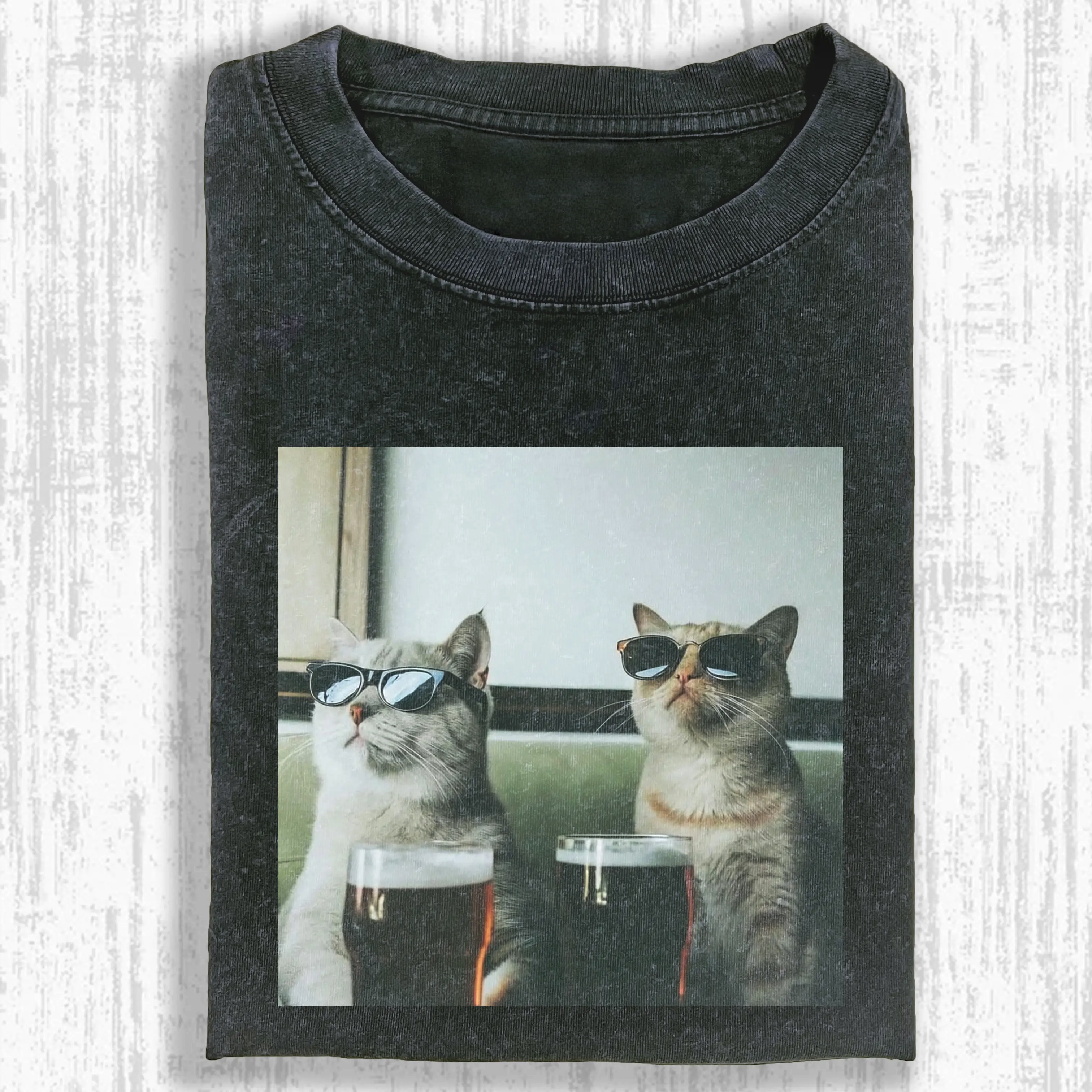 Wacky cats Washed T-shirt