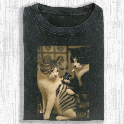 Wacky Cat Washed T-shirt