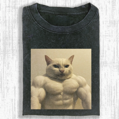 Gym Cat Washed T-shirt