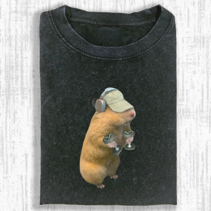 Fitness Hamster Washed T-shirt