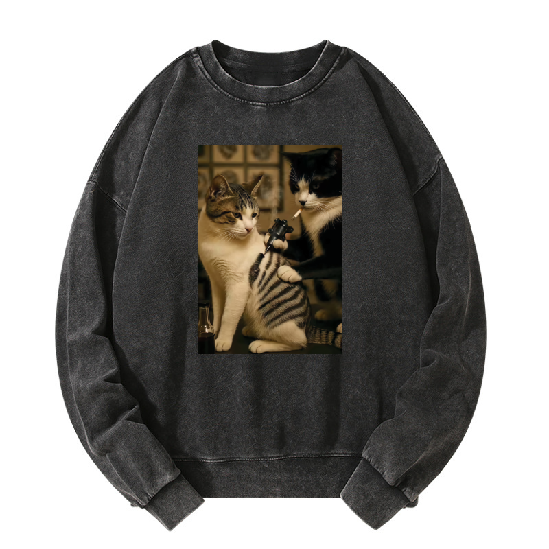Wacky Cat Washed Sweatshirt