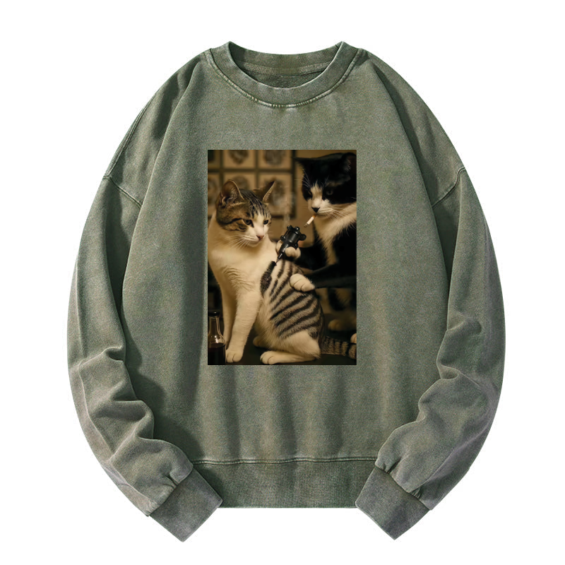 Wacky Cat Washed Sweatshirt