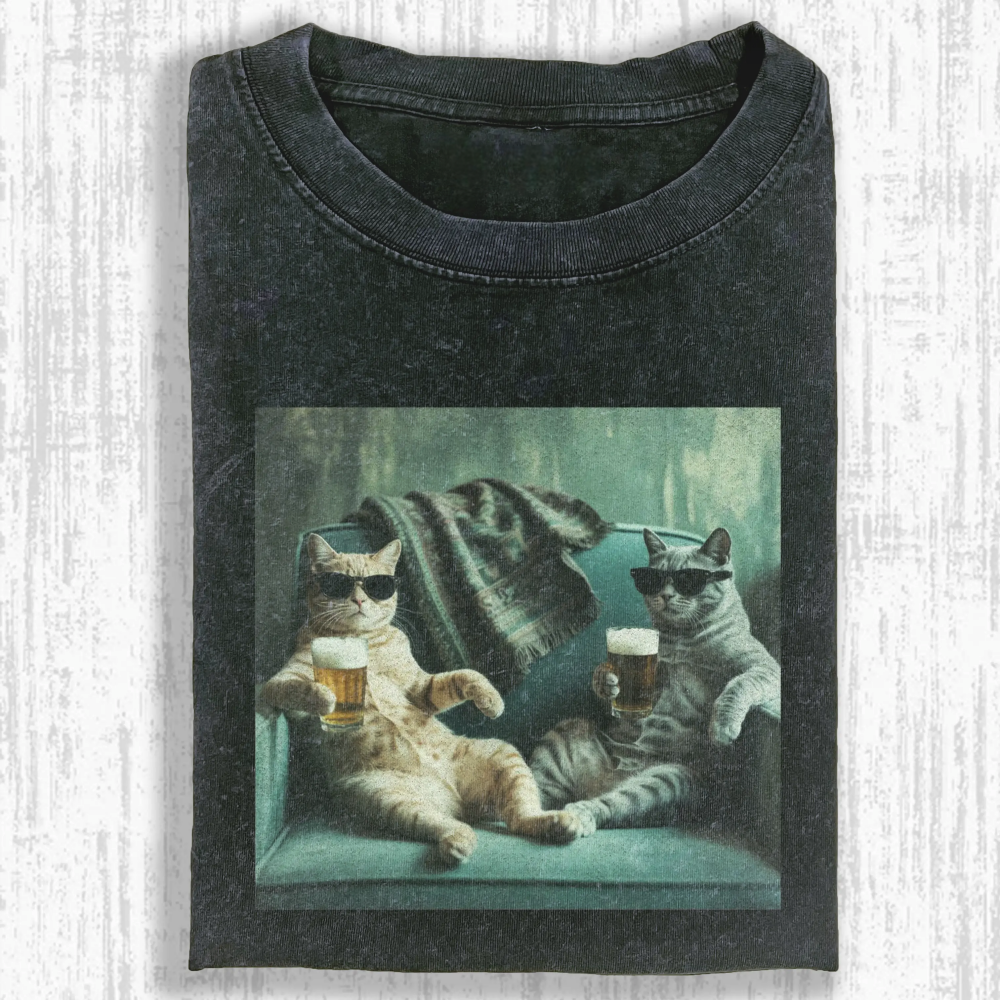 Funny Cats Washed T-shirt