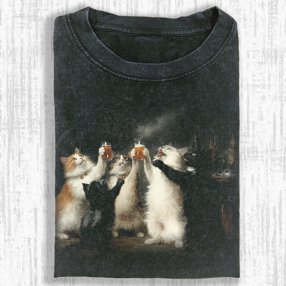 Wacky Cats Washed T-shirt