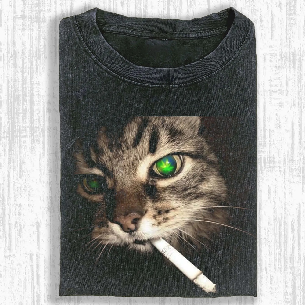 Funny Cat Washed T-shirt