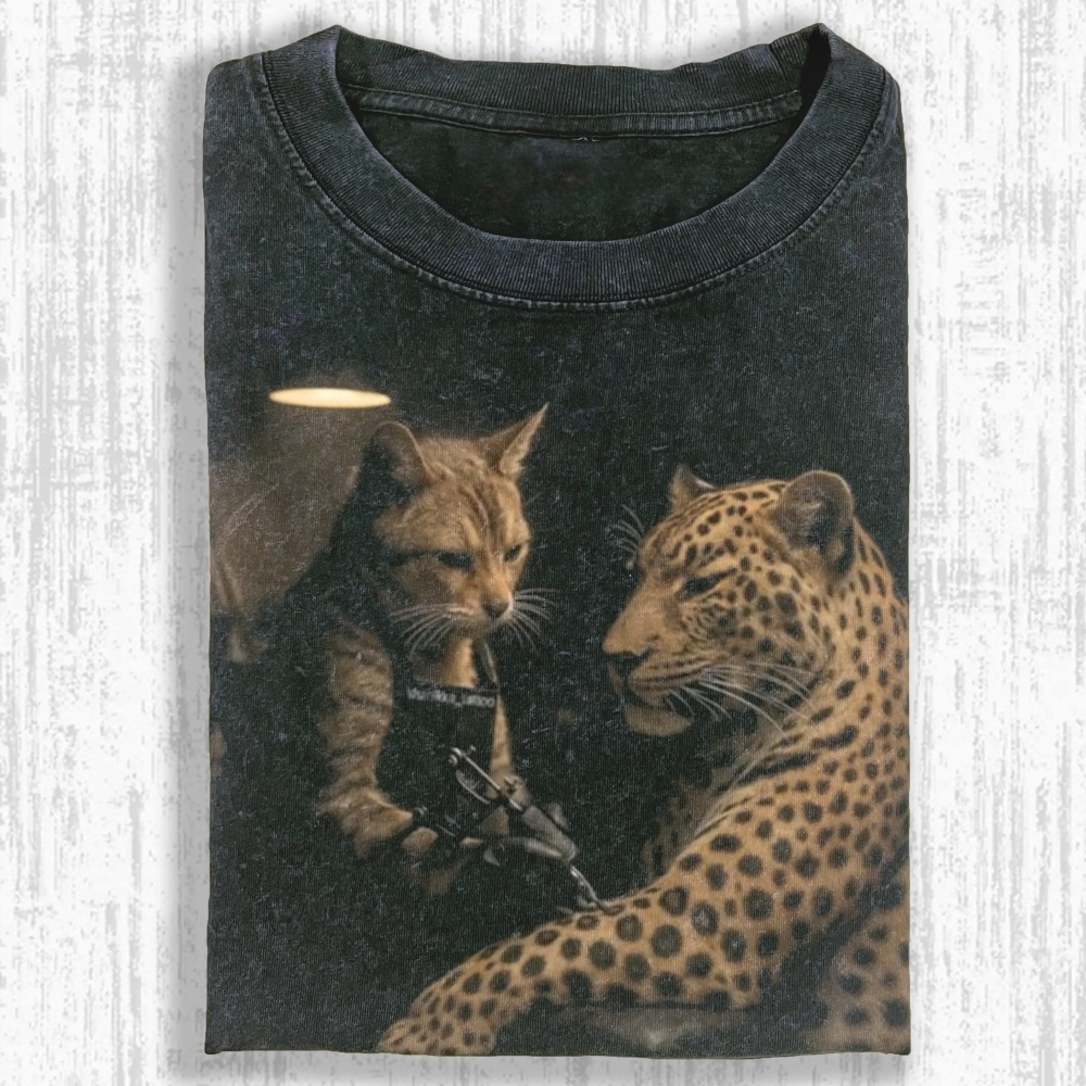 Rebellious cat Washed T-shirt
