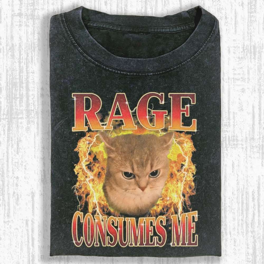 Rebellious cat Washed T-shirt