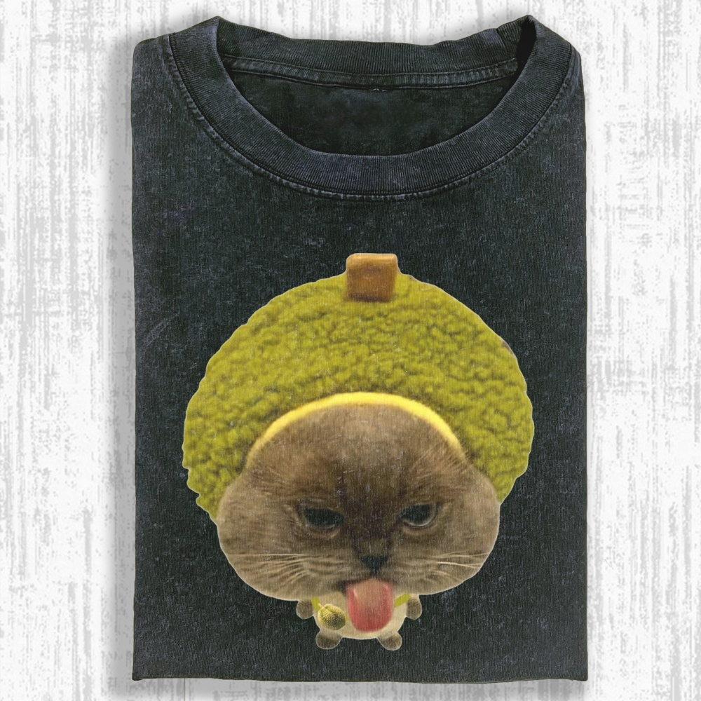 Funny cat Washed T-shirt