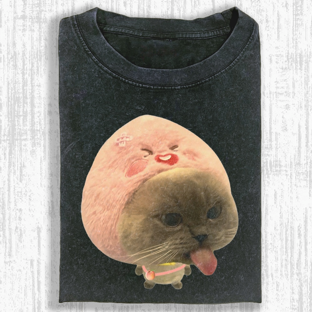 Funny cat Washed T-shirt