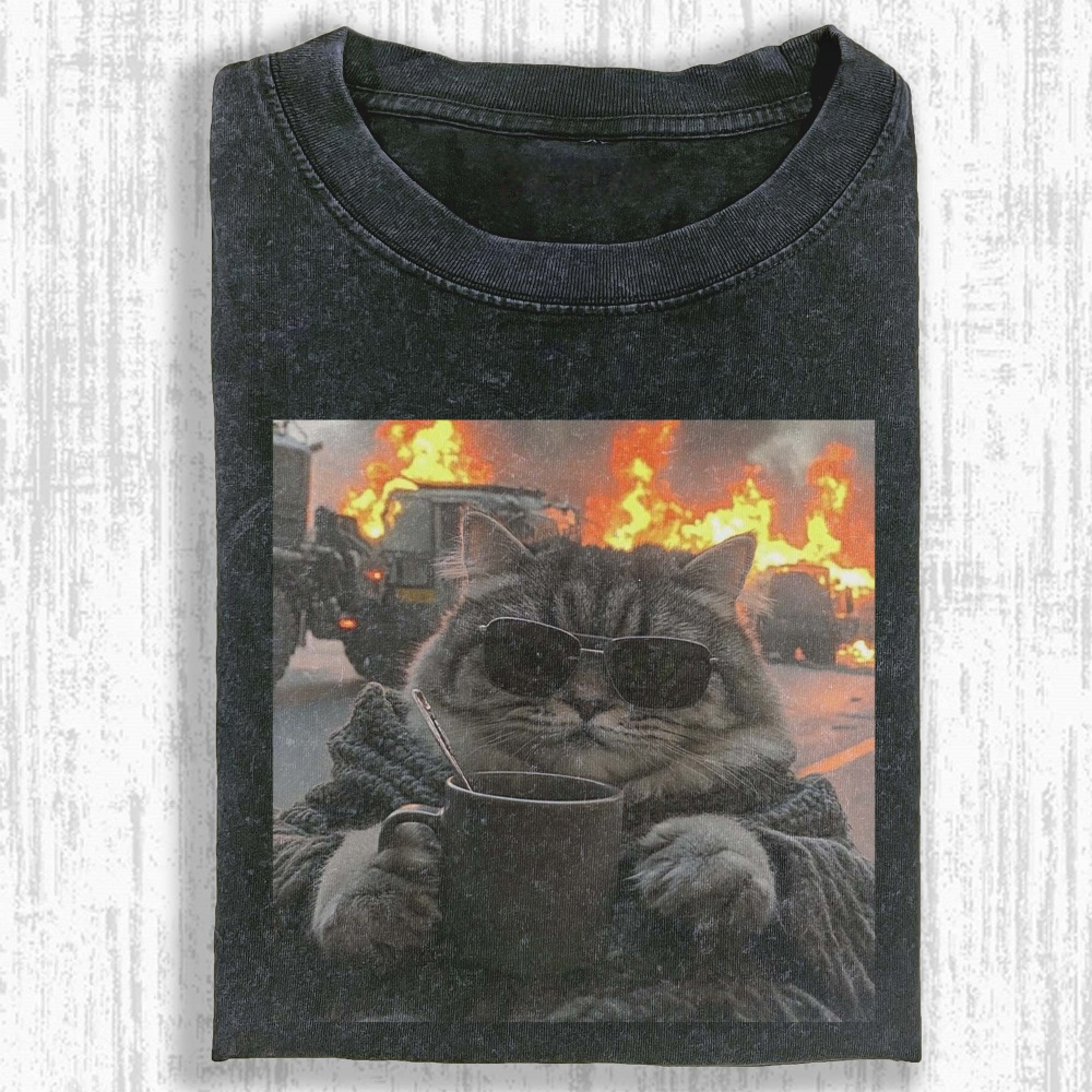 Wacky Cat Washed T-shirt