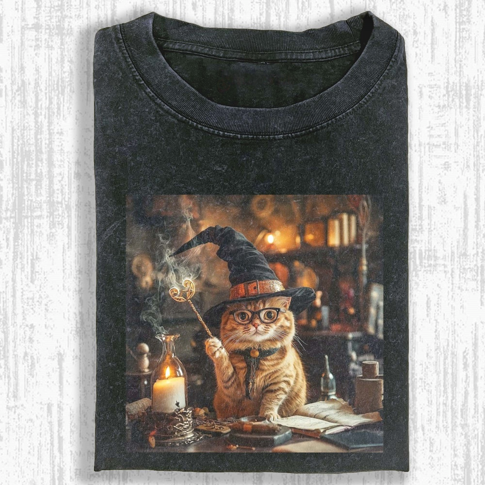 Funny cat Washed T-shirt