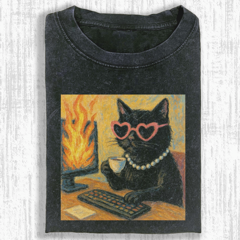 Wacky Cat Washed T-shirt