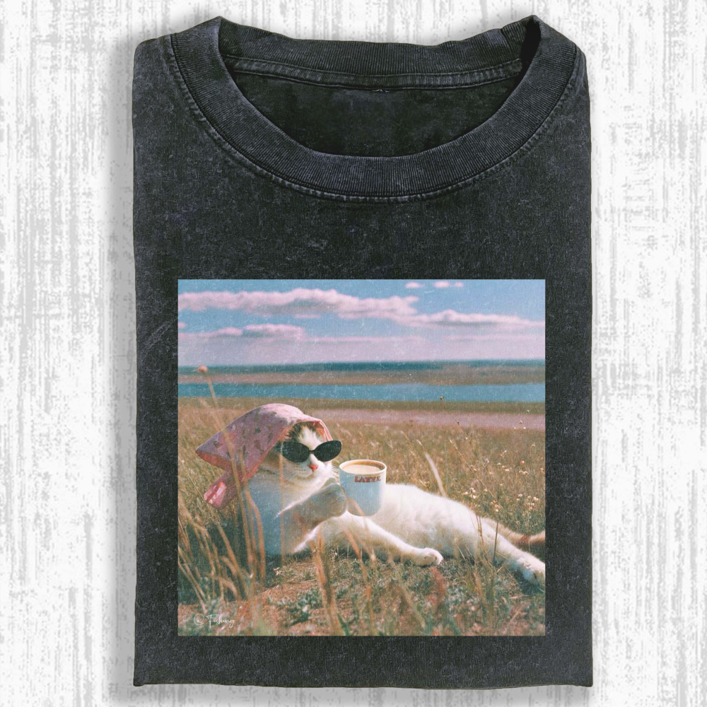 [Copy]Rebellious cat Washed T-shirt