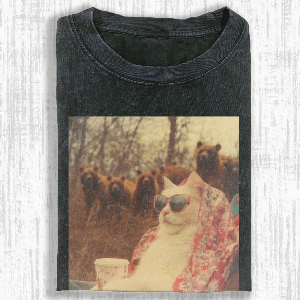 Wacky Cat Washed T-shirt