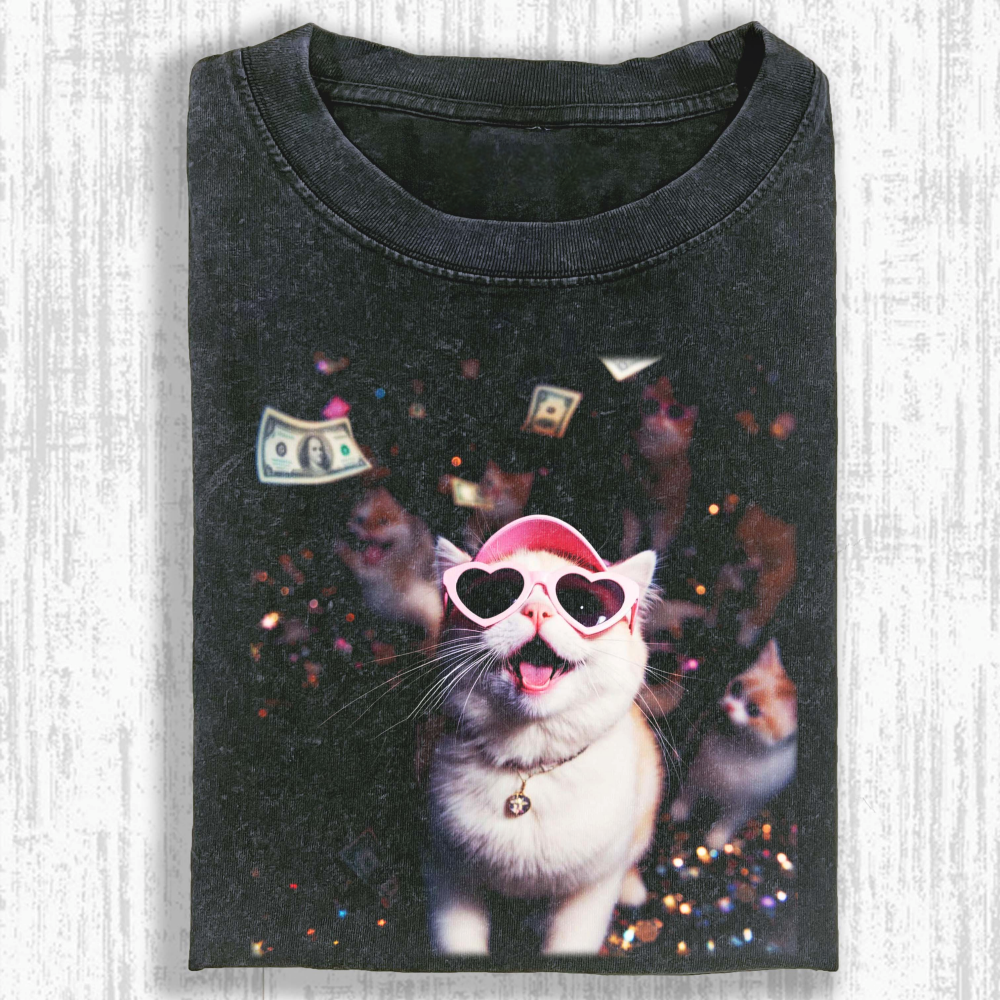 Rich cat Washed T-shirt