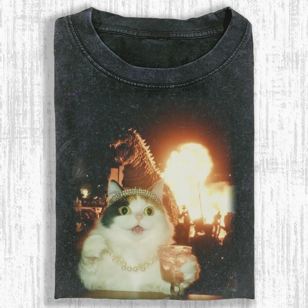 Wacky Cat Washed T-shirt