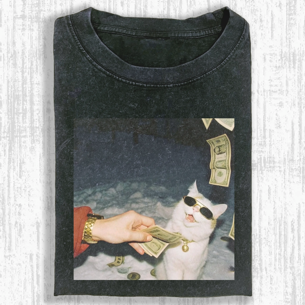 Rich cat Washed T-shirt