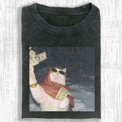 Rich cat Washed T-shirt