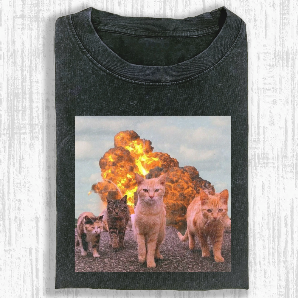 Rebellious cat Washed T-shirt