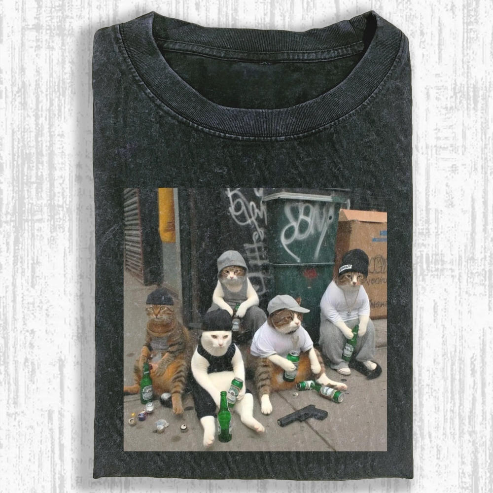 Wacky Cats Washed T-shirt