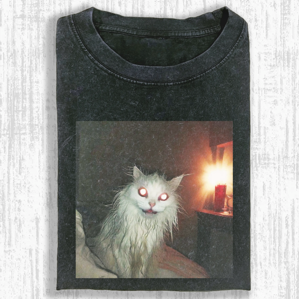 Rebellious cat Washed T-shirt
