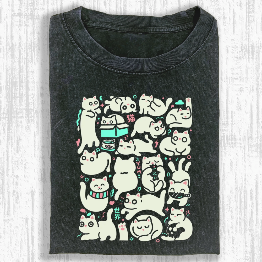 Wacky Cat Washed T-shirt