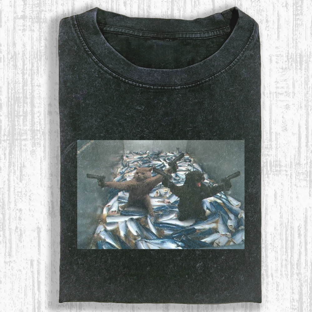Wacky Cat Washed T-shirt