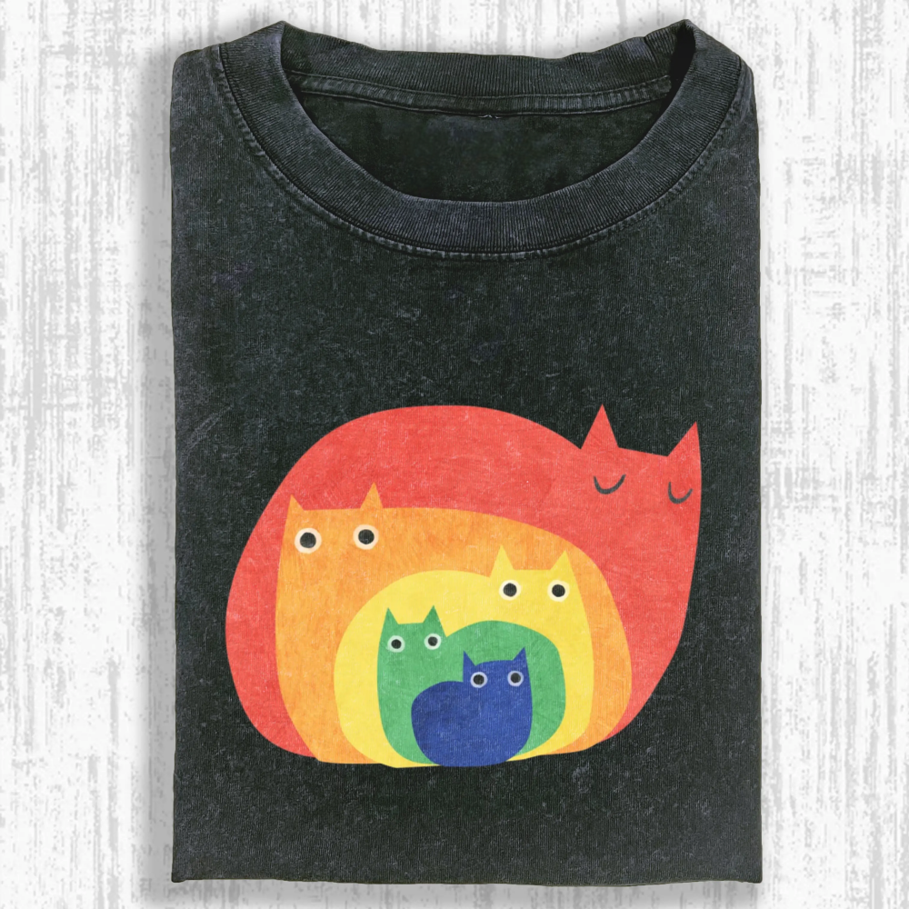 Wacky cat Washed T-shirt
