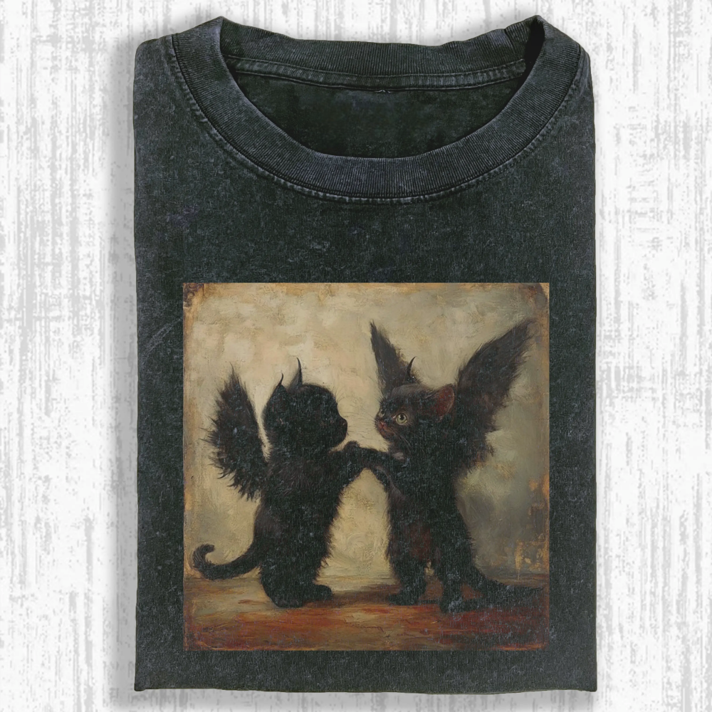 Wacky cat Washed T-shirt