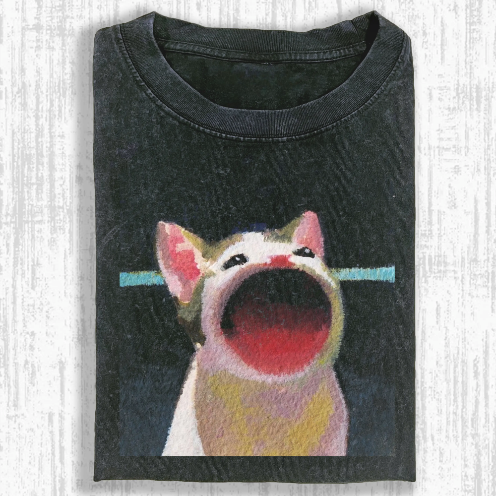 Wacky cat Washed T-shirt