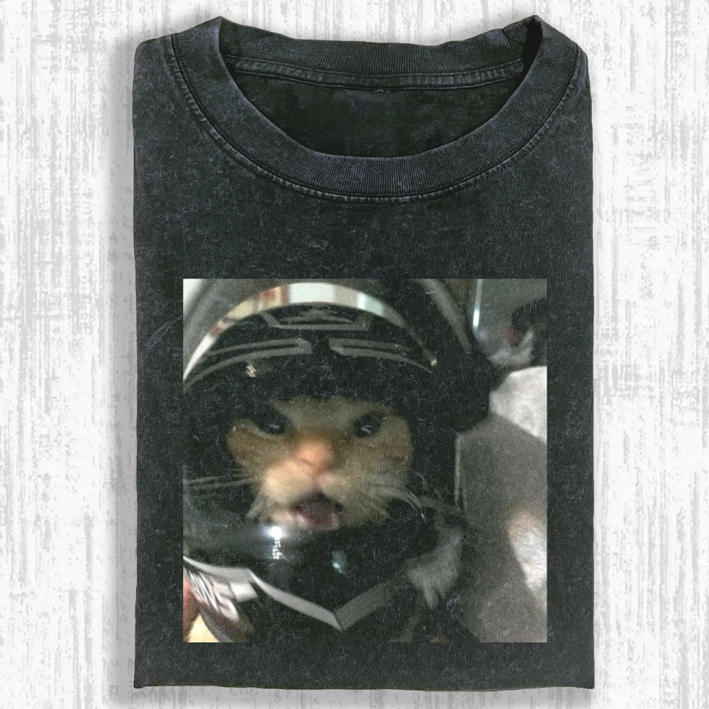 Wacky cat Washed T-shirt