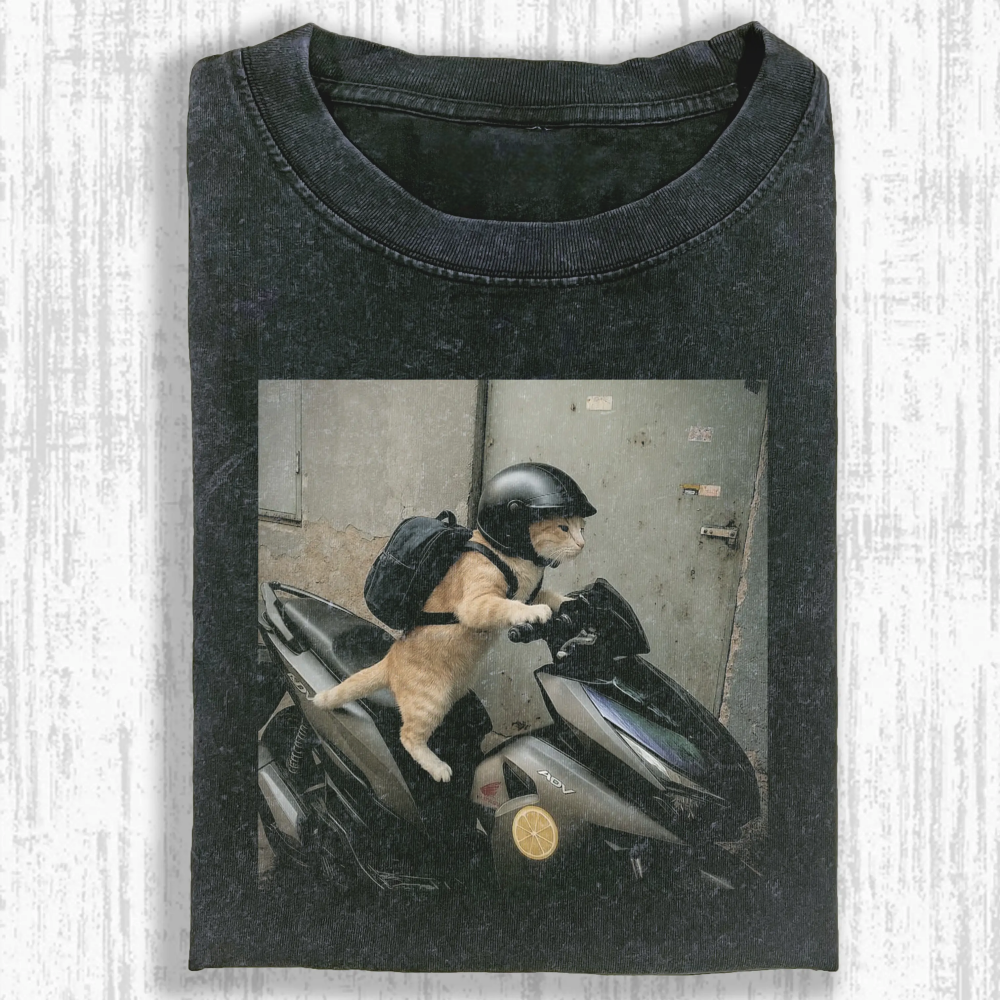 Wacky cat Washed T-shirt