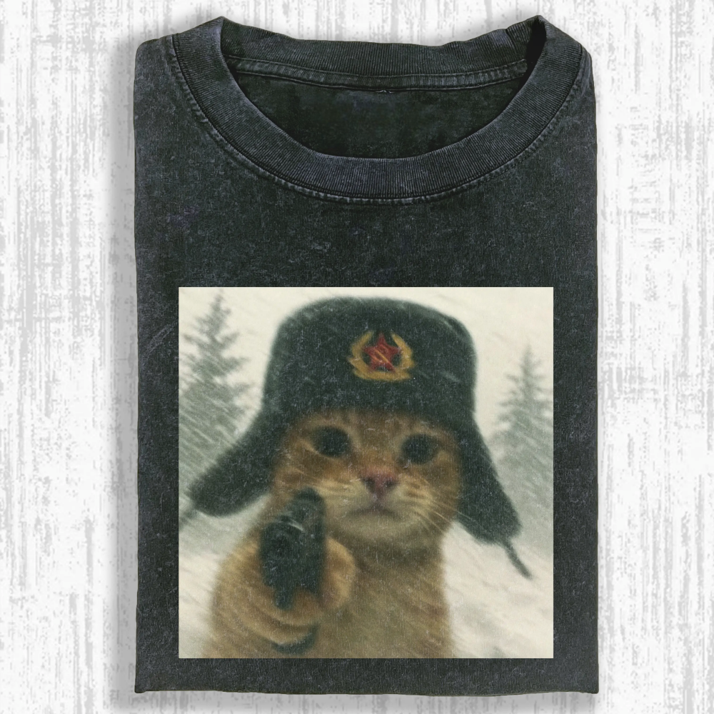 Rebellious cat Washed T-shirt