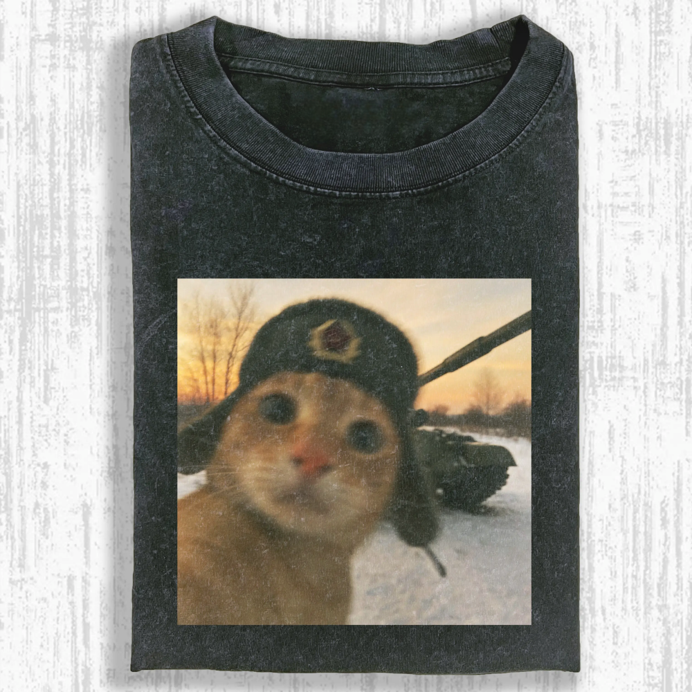 Rebellious cat Washed T-shirt