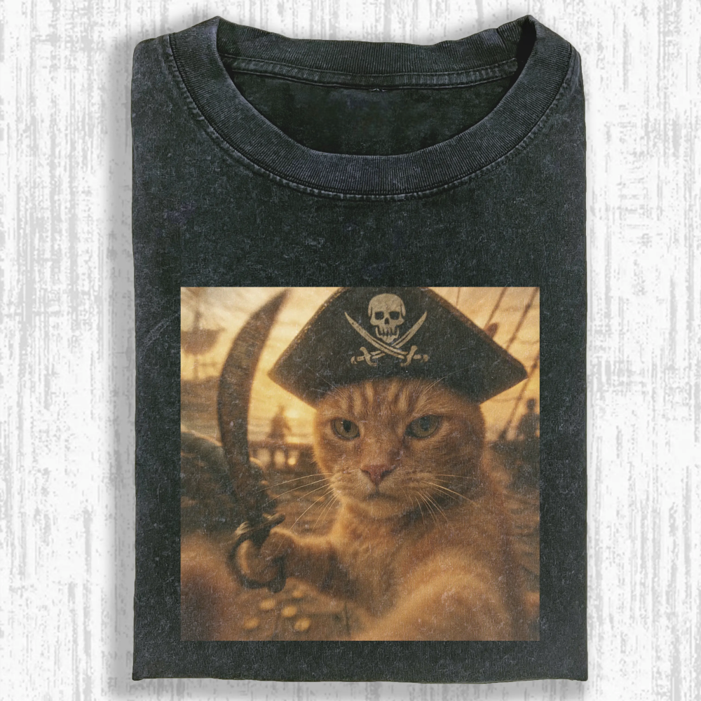 Rebellious cat Washed T-shirt